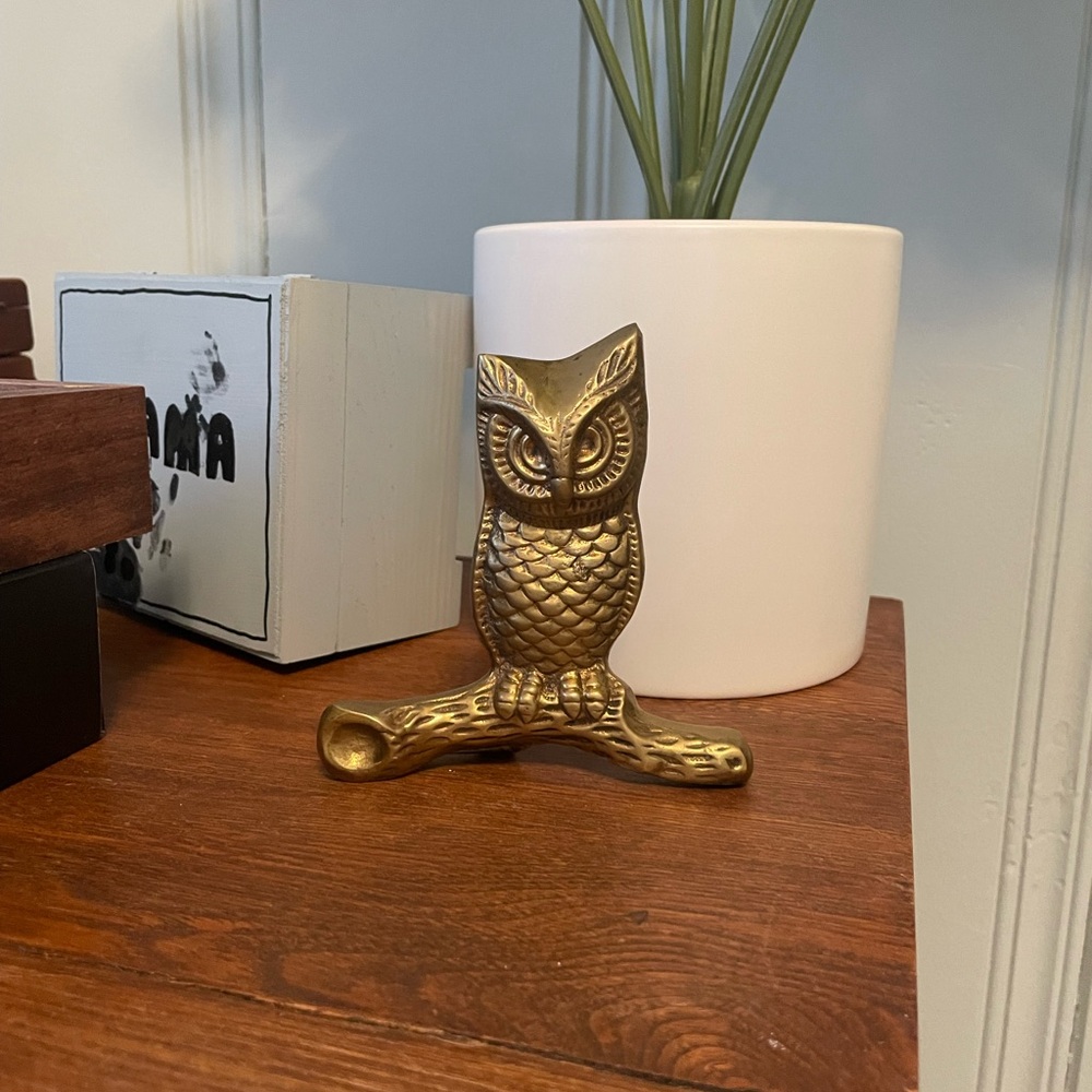 Vintage Brass Owl on Branch